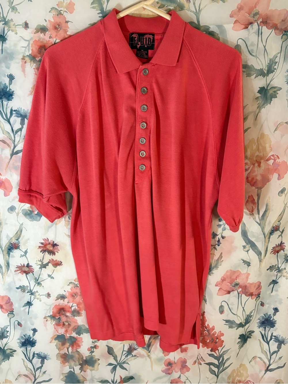Vintage Fluid Red Polo Shirt with Button Placket